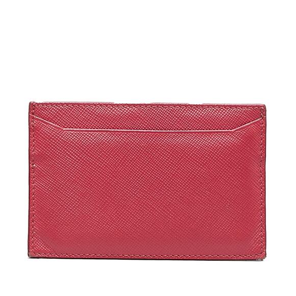Prada Saffiano Triangle Card Holder in Raspberry - Picture 2 of 7